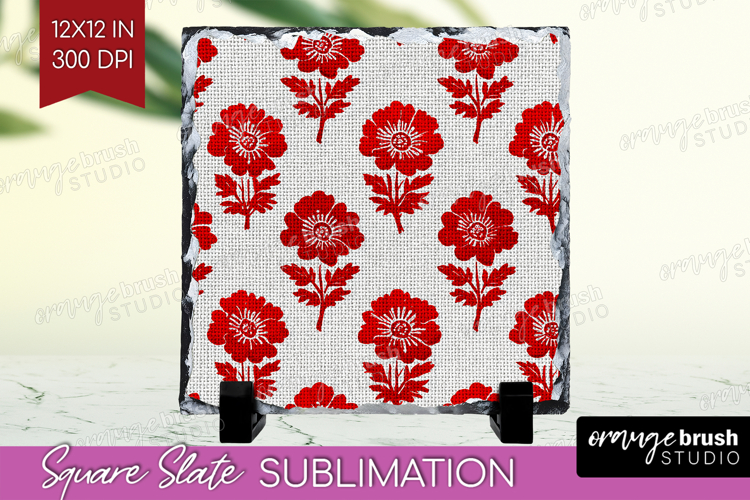 Scandi Flowers Slate PNG - Scandinavian Square Slate