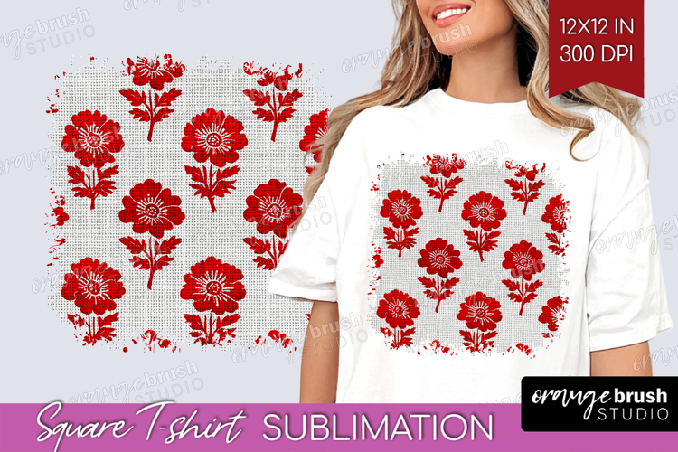 Scandi Flowers Square Tshirt Background - Scandinavian PNG