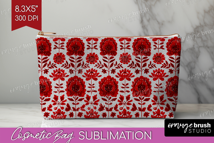 Scandi Flowers Cosmetic Bag - Scandinavian Makeup Bag PNG