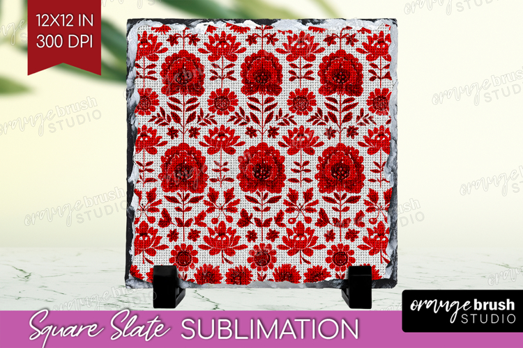 Scandi Flowers Slate PNG - Scandinavian Square Slate