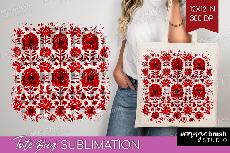 Scandi Flowers Tote Bag - Scandinavian Tote Bag PNG