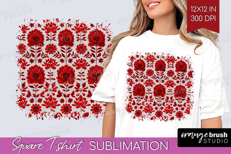 Scandi Flowers Square Tshirt Background - Scandinavian PNG