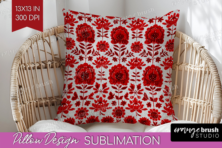 Scandi Flowers Pillow Sublimation - Scandinavian Pillow PNG