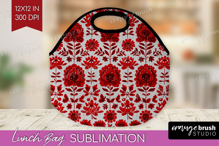 Scandi Flowers Lunch Bag - Scandinavian Lunch Bug PNG