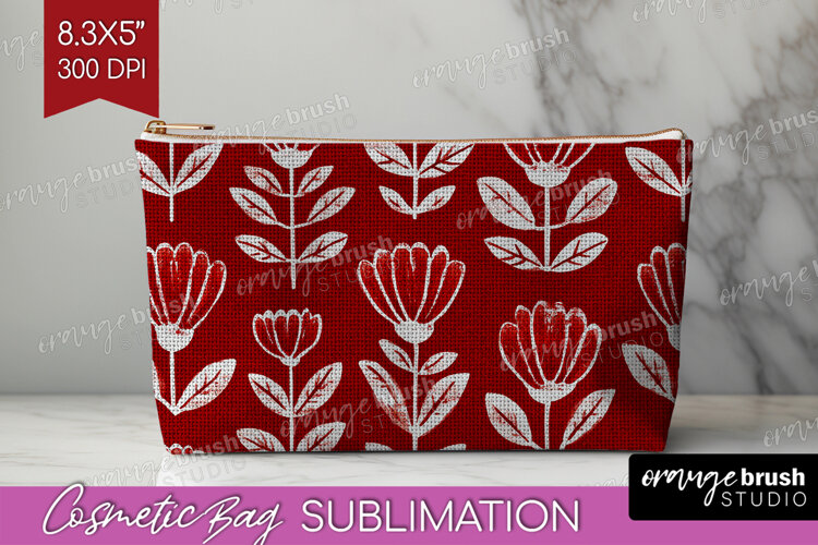 Scandi Flowers Cosmetic Bag - Scandinavian Makeup Bag PNG example image 1