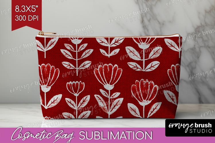 Scandi Flowers Cosmetic Bag - Scandinavian Makeup Bag PNG