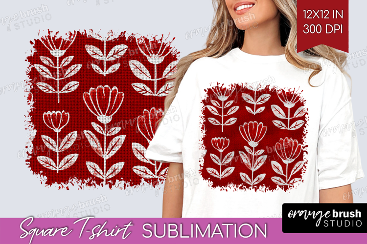Scandi Flowers Square Tshirt Background - Scandinavian PNG