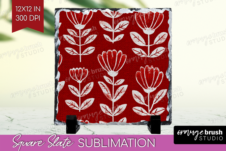 Scandi Flowers Slate PNG - Scandinavian Square Slate