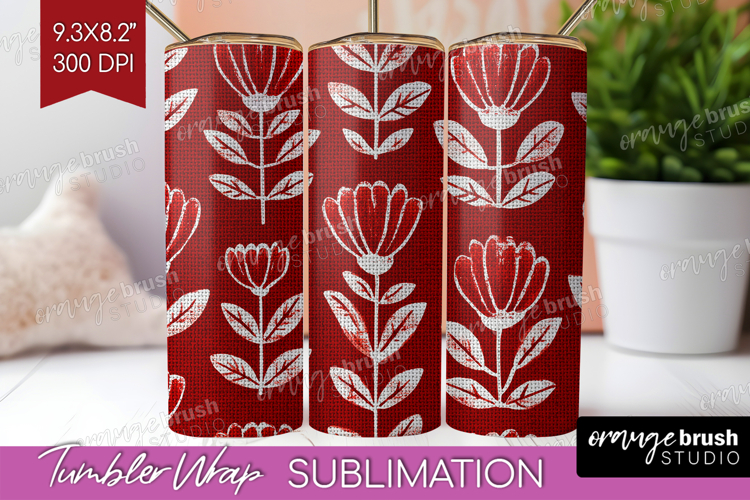 Scandi Flowers Tumbler Wrap - Scandinavian Tumbler PNG