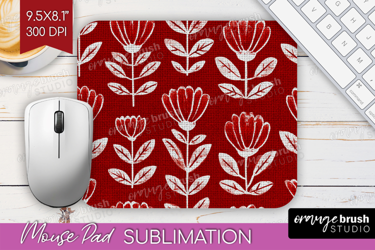 Scandi Flowers Mouse Pad Sublimation - Scandinavian Mousepad