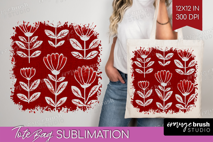 Scandi Flowers Tote Bag - Scandinavian Tote Bag PNG