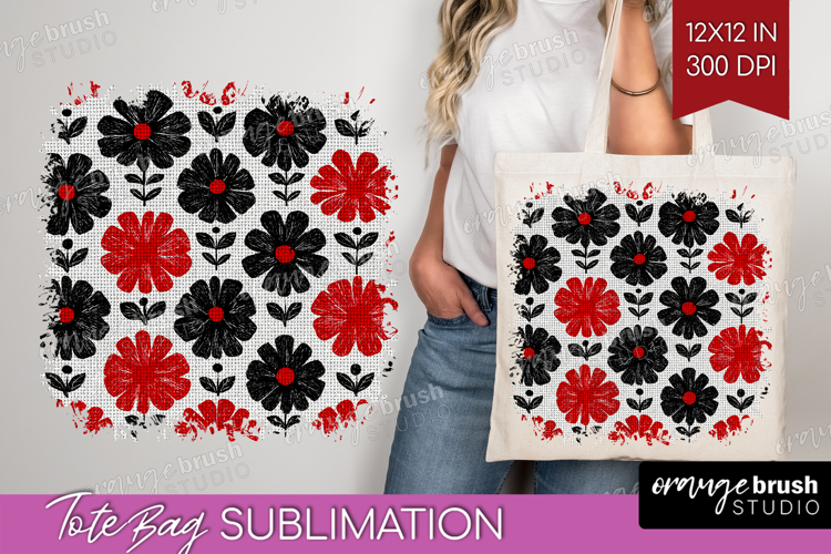 Scandi Flowers Tote Bag - Scandinavian Tote Bag PNG