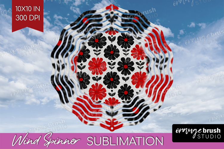 Scandi Flowers Wind Spinner Sublimation PNG - Scandinavian