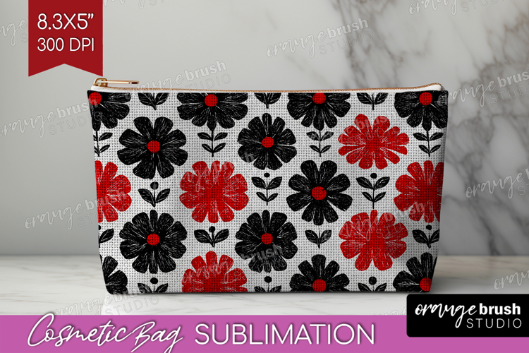 Scandi Flowers Cosmetic Bag - Scandinavian Makeup Bag PNG