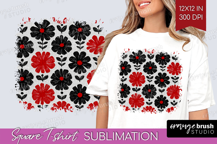 Scandi Flowers Square Tshirt Background - Scandinavian PNG