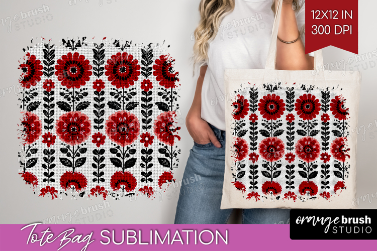 Scandi Flowers Tote Bag - Scandinavian Tote Bag PNG