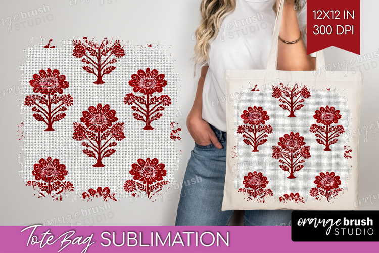 Scandi Flowers Tote Bag - Scandinavian Tote Bag PNG