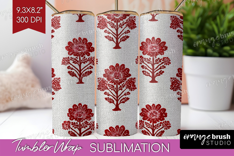 Scandi Flowers Tumbler Wrap - Scandinavian Tumbler PNG