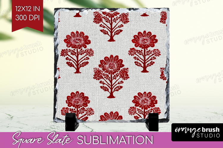 Scandi Flowers Slate PNG - Scandinavian Square Slate