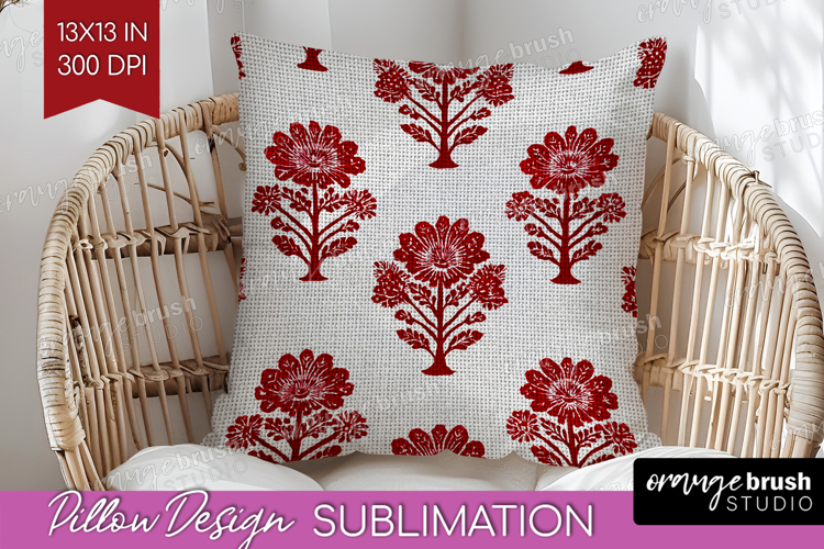 Scandi Flowers Pillow Sublimation - Scandinavian Pillow PNG