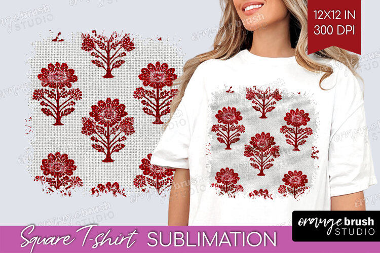 Scandi Flowers Square Tshirt Background - Scandinavian PNG example image 1