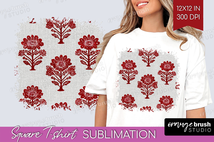 Scandi Flowers Square Tshirt Background - Scandinavian PNG