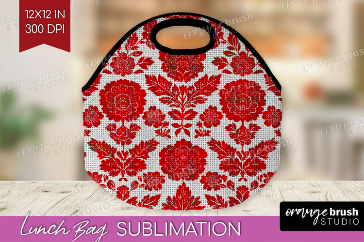 Scandi Flowers Lunch Bag - Scandinavian Lunch Bug PNG