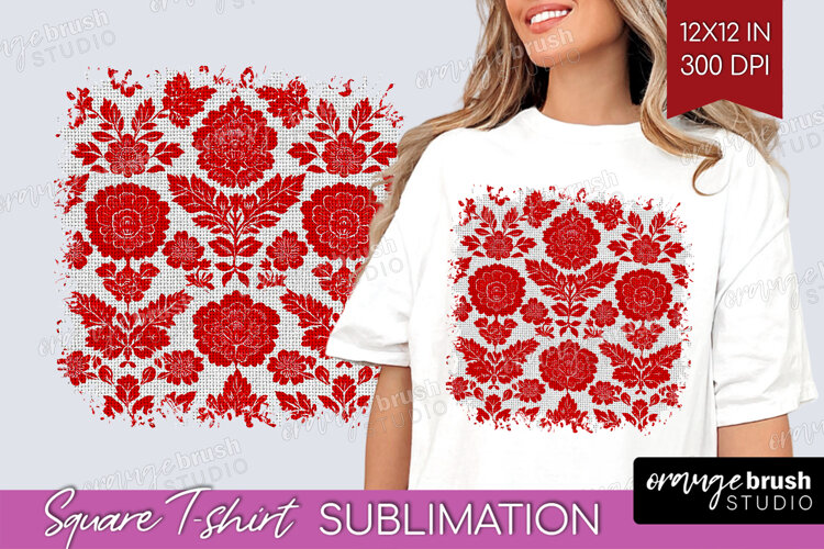 Scandi Flowers Square Tshirt Background - Scandinavian PNG example image 1