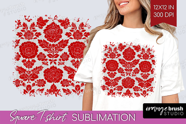 Scandi Flowers Square Tshirt Background - Scandinavian PNG
