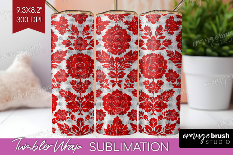 Scandi Flowers Tumbler Wrap - Scandinavian Tumbler PNG