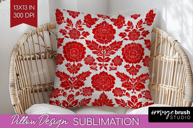Scandi Flowers Pillow Sublimation - Scandinavian Pillow PNG