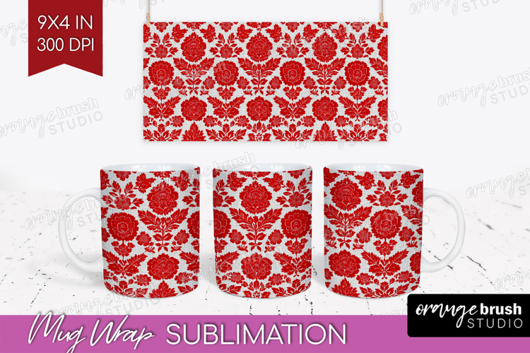 Scandi Flowers Mug Wrap - Scandinavian Mug PNG Sublimation