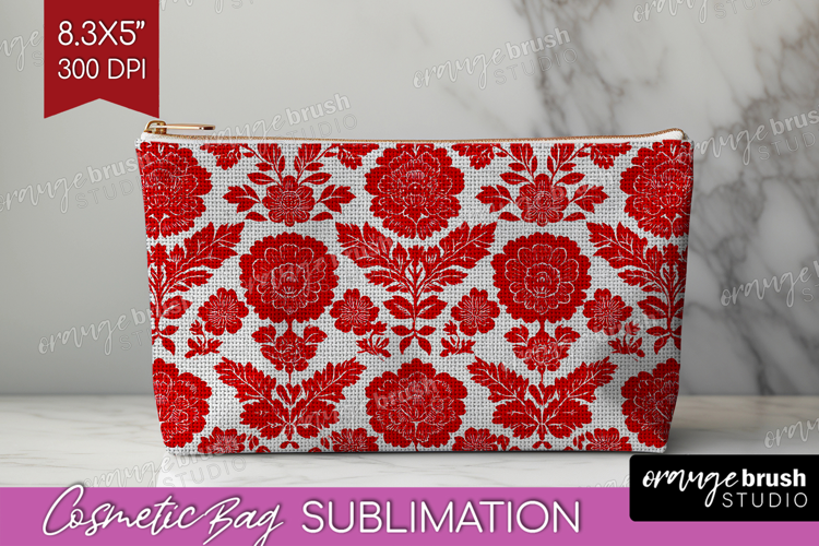 Scandi Flowers Cosmetic Bag - Scandinavian Makeup Bag PNG