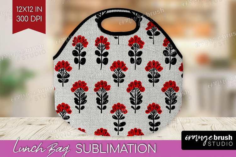 Scandi Flowers Lunch Bag - Scandinavian Lunch Bug PNG