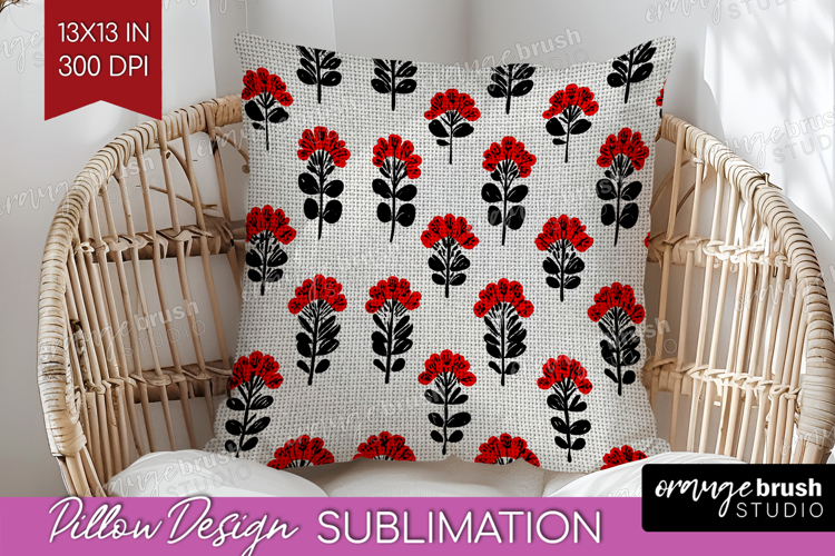 Scandi Flowers Pillow Sublimation - Scandinavian Pillow PNG