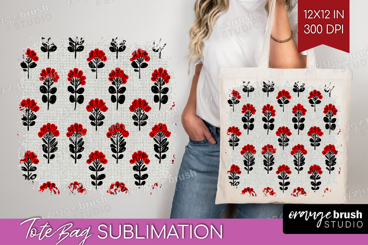 Scandi Flowers Tote Bag - Scandinavian Tote Bag PNG