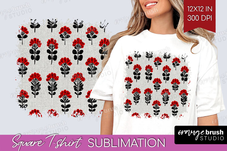 Scandi Flowers Square Tshirt Background - Scandinavian PNG example image 1