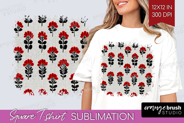 Scandi Flowers Square Tshirt Background - Scandinavian PNG