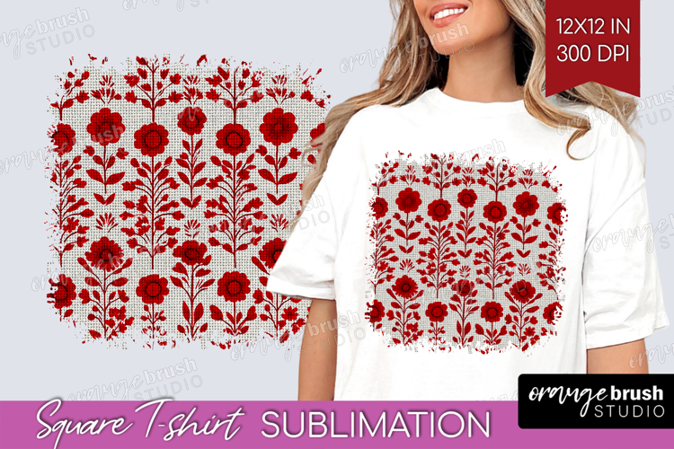 Scandi Flowers Square Tshirt Background - Scandinavian PNG