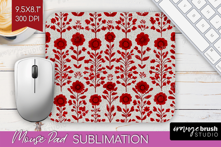 Scandi Flowers Mouse Pad Sublimation - Scandinavian Mousepad