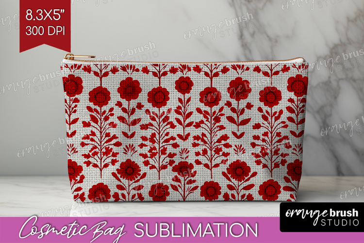 Scandi Flowers Cosmetic Bag - Scandinavian Makeup Bag PNG