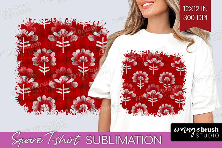 Scandi Flowers Square Tshirt Background - Scandinavian PNG