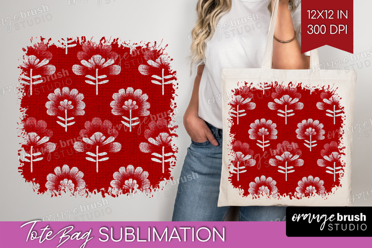 Scandi Flowers Tote Bag - Scandinavian Tote Bag PNG