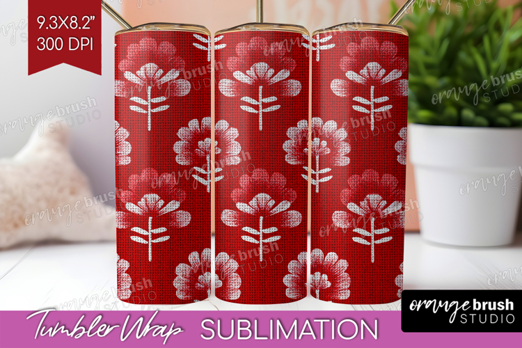 Scandi Flowers Tumbler Wrap - Scandinavian Tumbler PNG