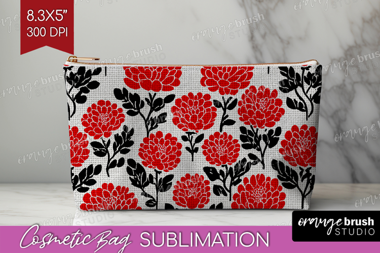 Scandi Flowers Cosmetic Bag - Scandinavian Makeup Bag PNG