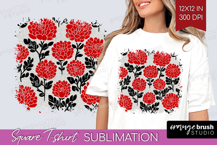 Scandi Flowers Square Tshirt Background - Scandinavian PNG