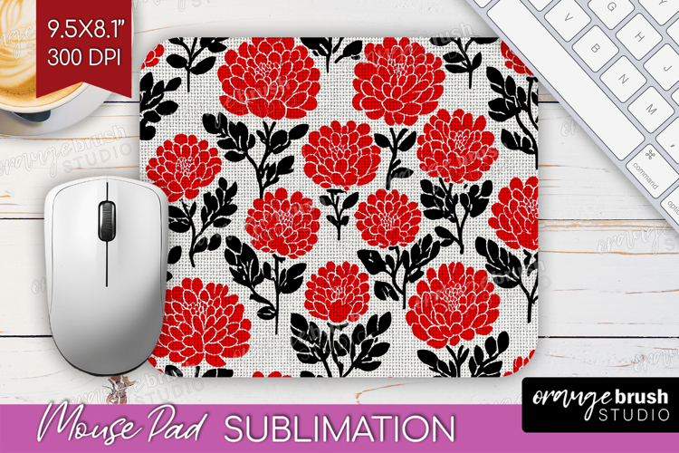 Scandi Flowers Mouse Pad Sublimation - Scandinavian Mousepad