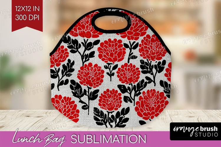 Scandi Flowers Lunch Bag - Scandinavian Lunch Bug PNG