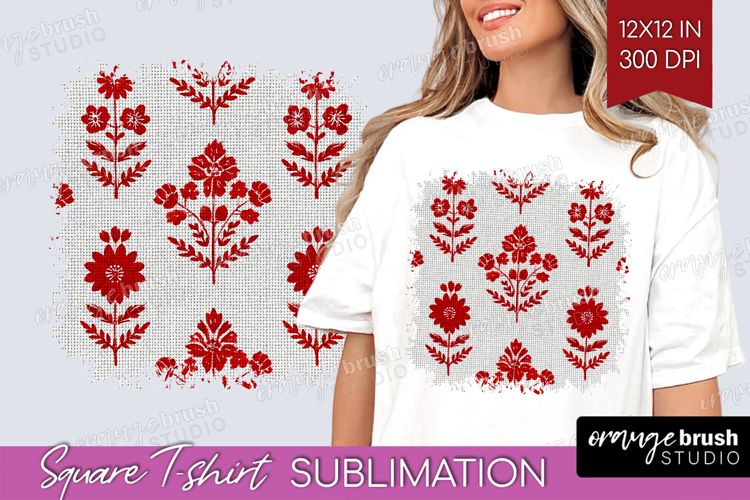 Scandi Flowers Square Tshirt Background - Scandinavian PNG