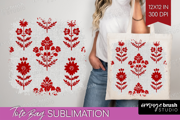 Scandi Flowers Tote Bag - Scandinavian Tote Bag PNG